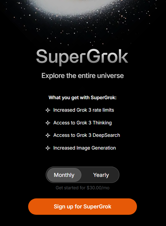 SuperGrok's pricing